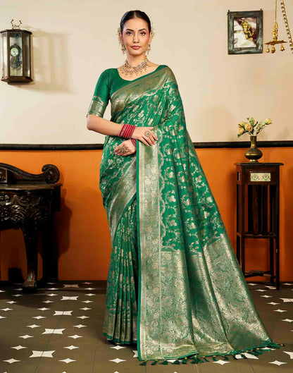 Turqouise Silk Woven Banarasi Saree