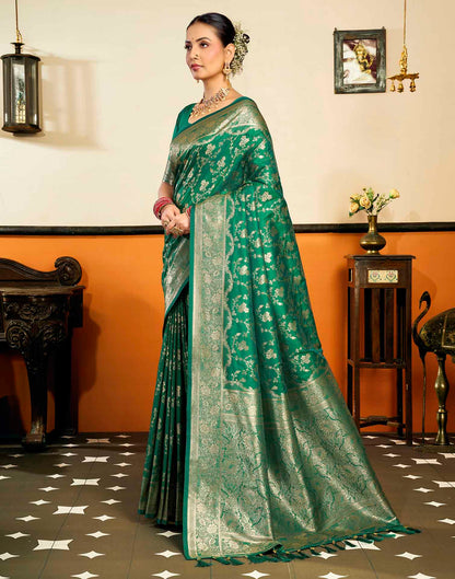 Turqouise Silk Woven Banarasi Saree
