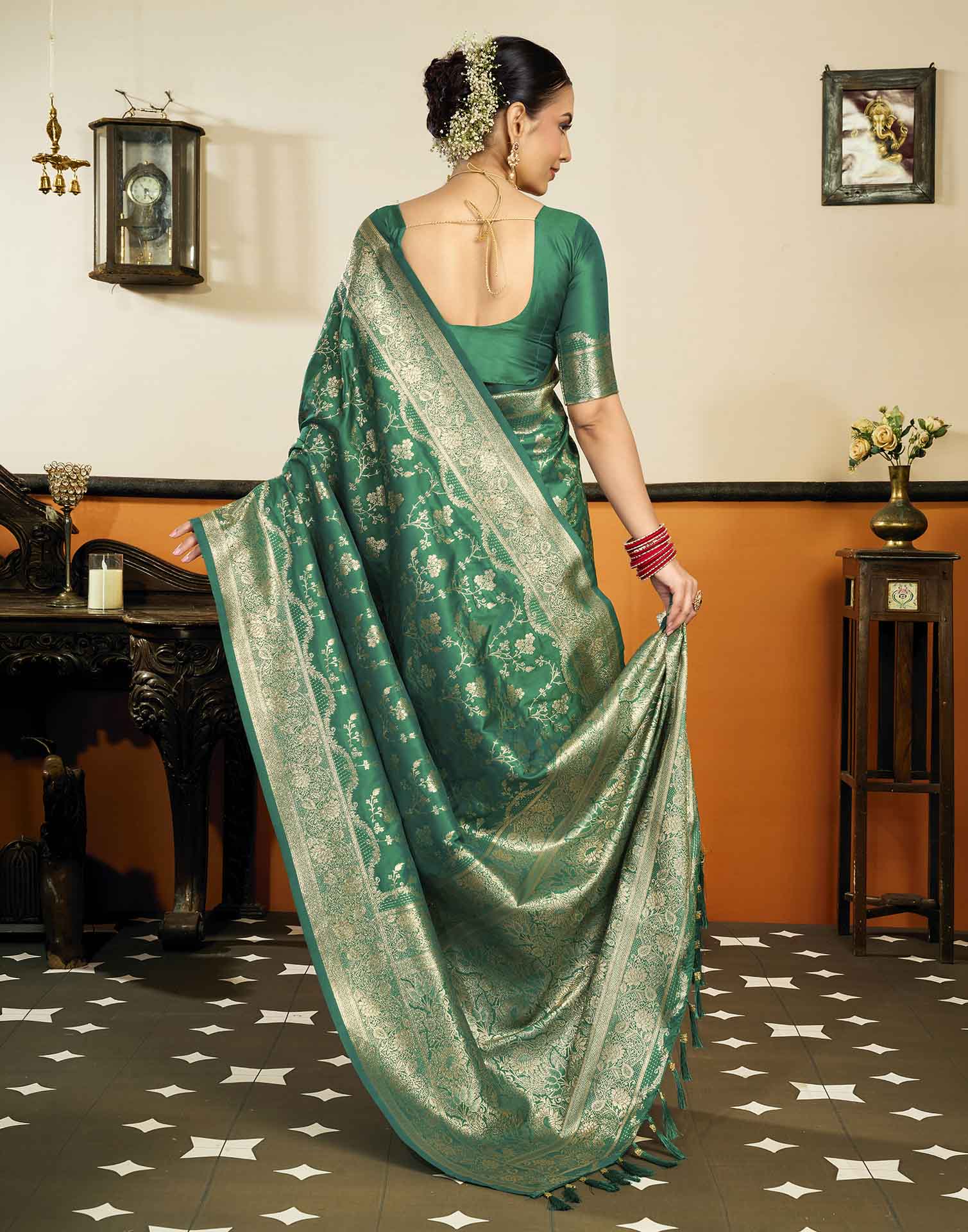 Turqouise Silk Woven Banarasi Saree