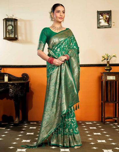 Turqouise Silk Woven Banarasi Saree
