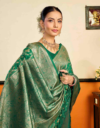 Turqouise Silk Woven Banarasi Saree