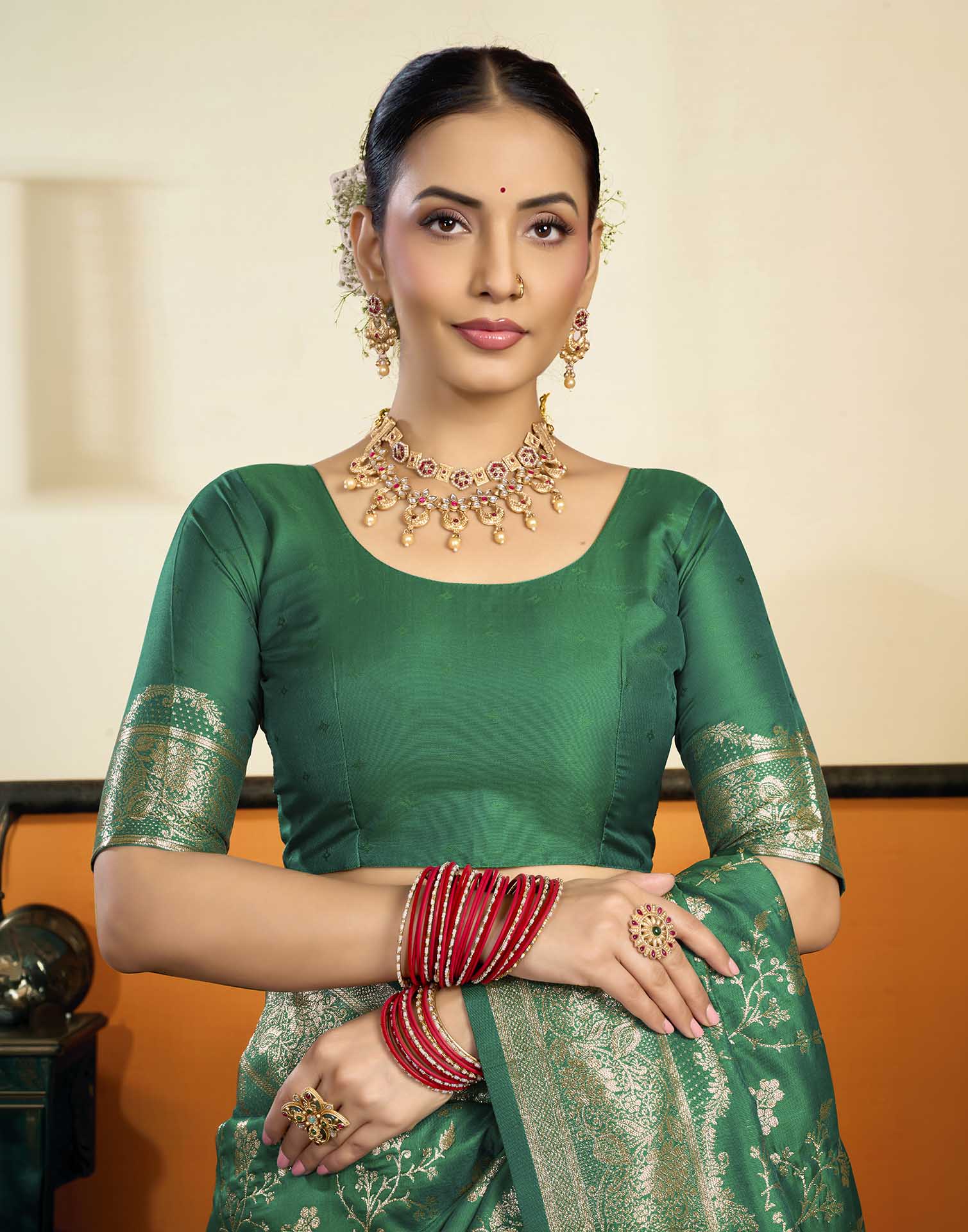 Turqouise Silk Woven Banarasi Saree