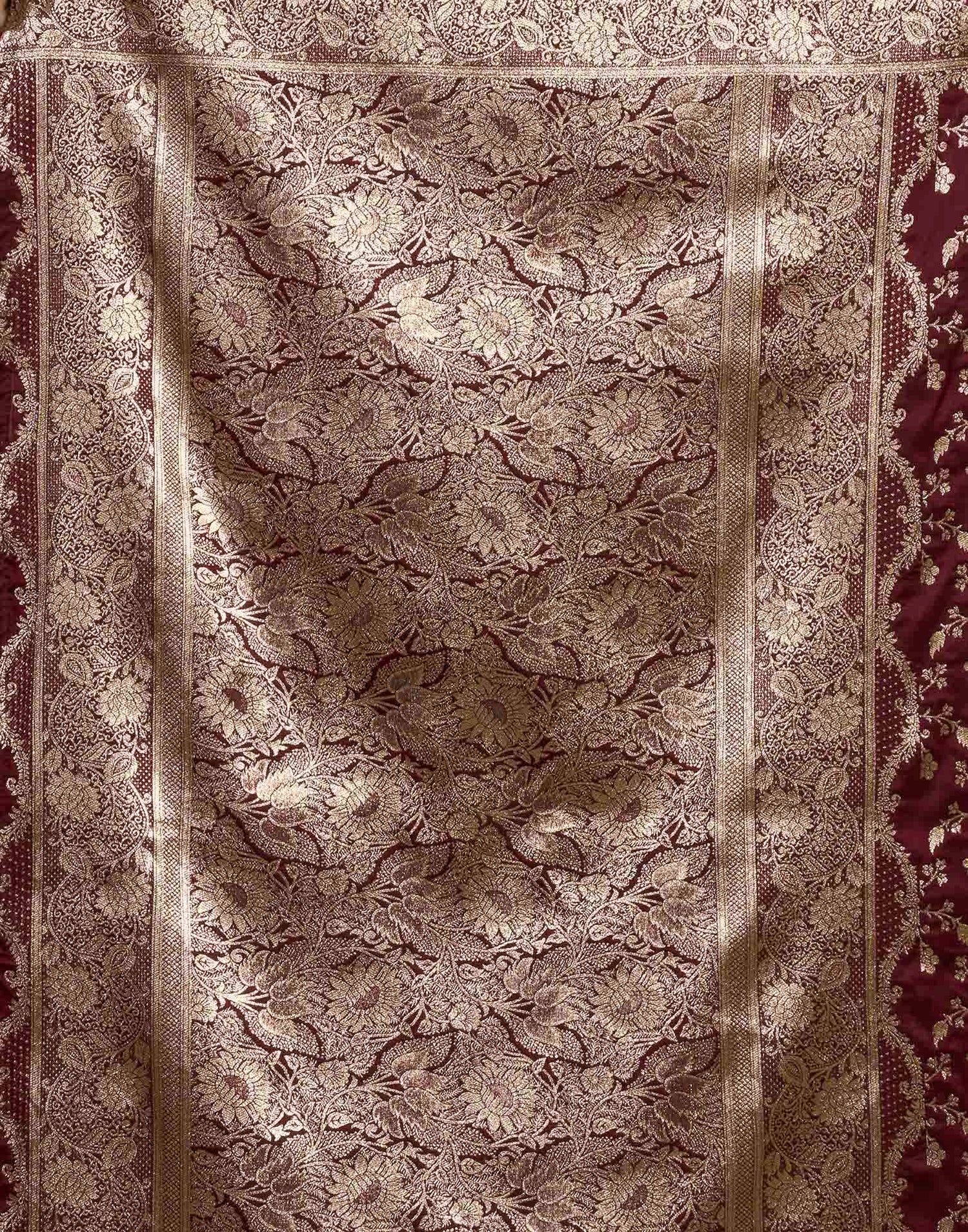 Maroon Silk Woven Banarasi Saree