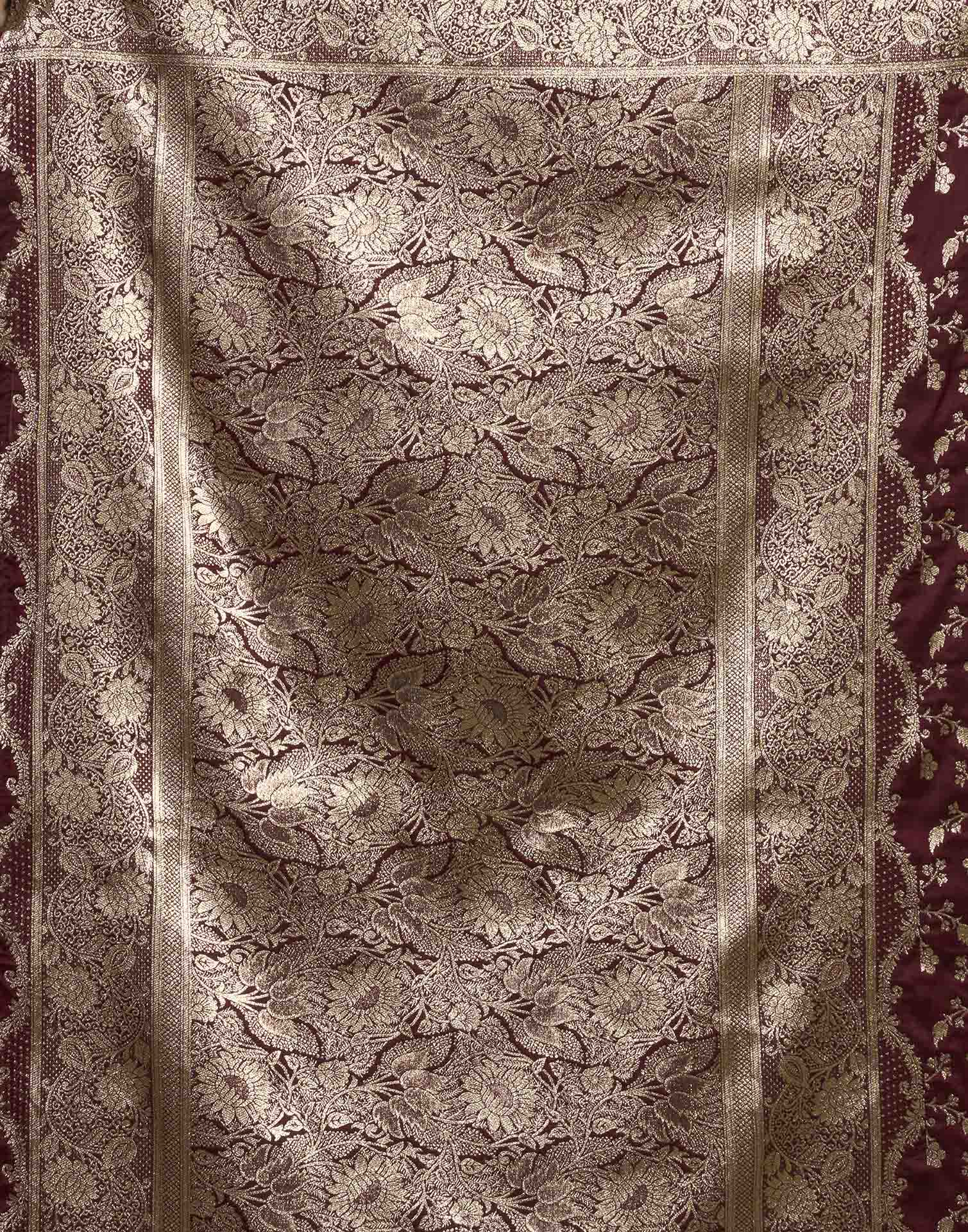 Maroon Silk Woven Banarasi Saree