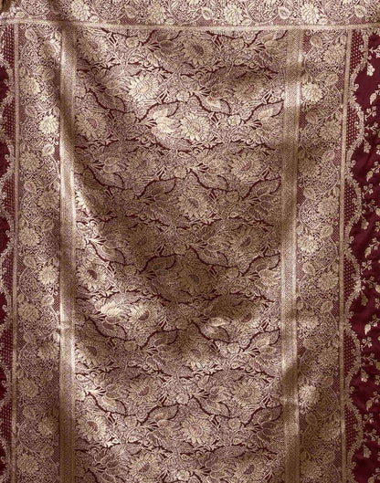 Maroon Silk Woven Banarasi Saree