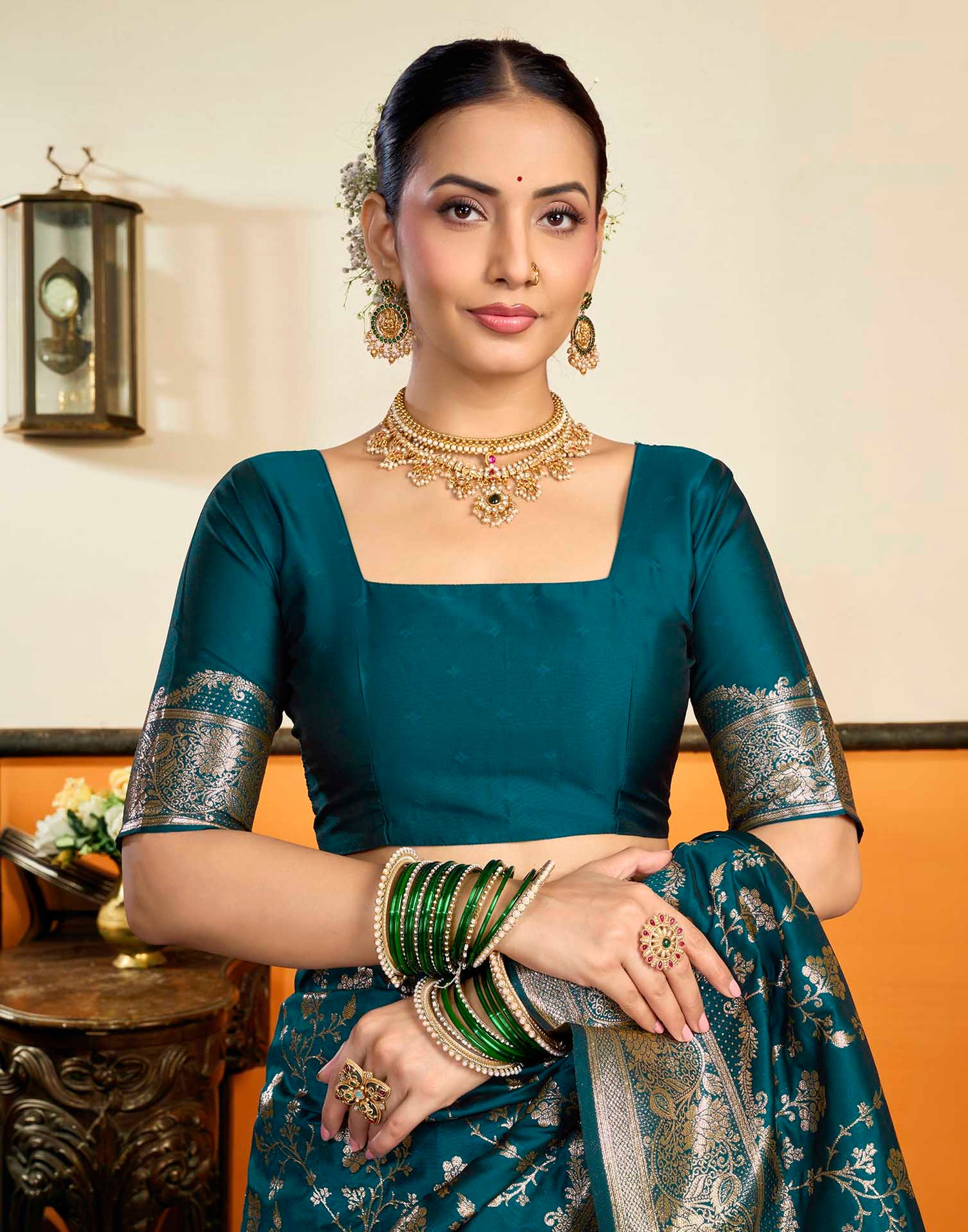 Dark Blue Silk Woven Banarasi Saree