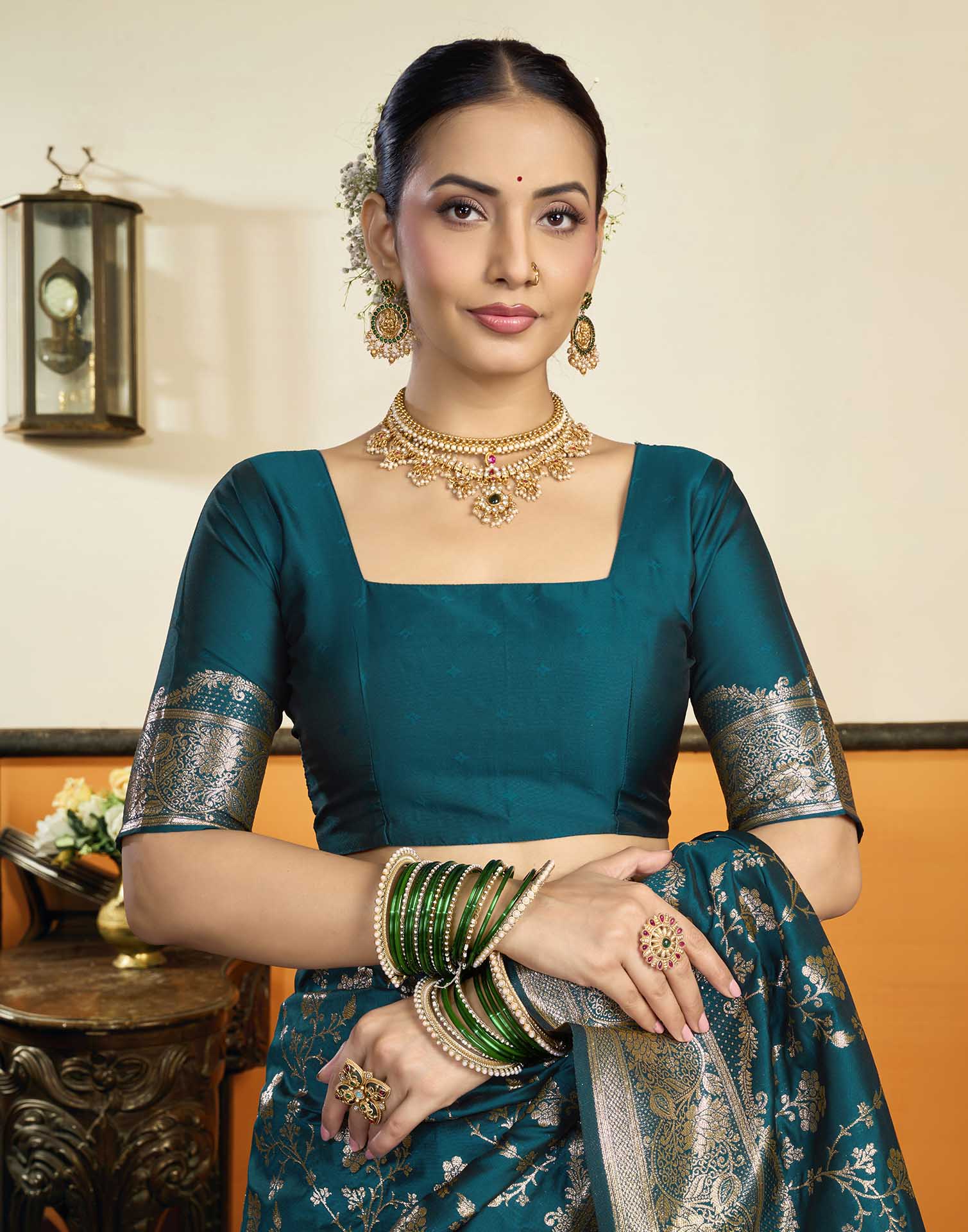 Dark Blue Silk Woven Banarasi Saree
