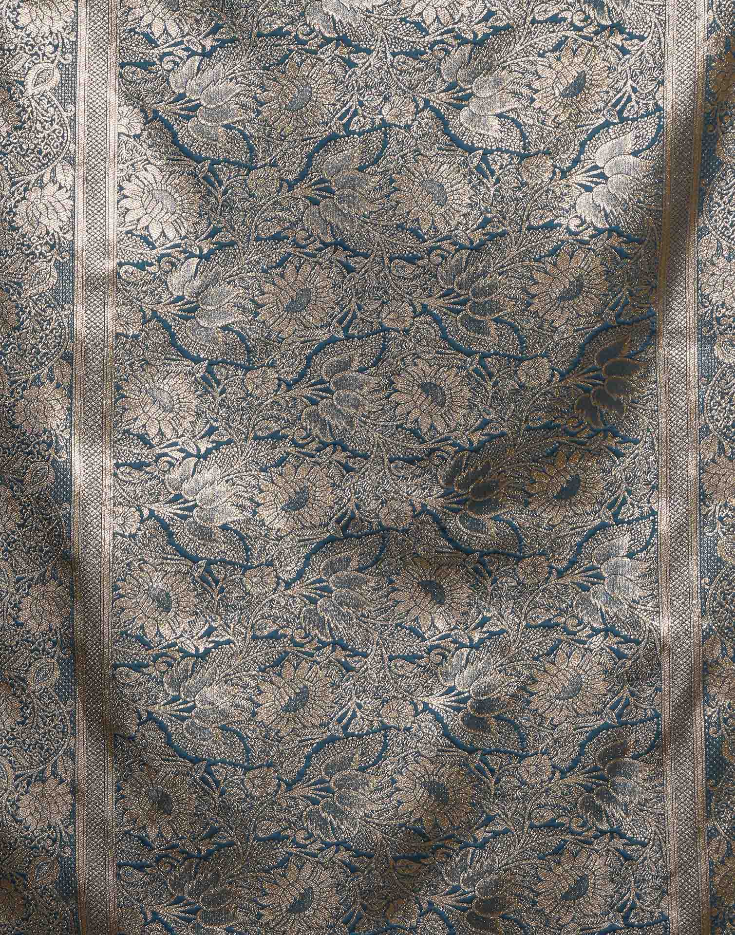 Dark Blue Silk Woven Banarasi Saree