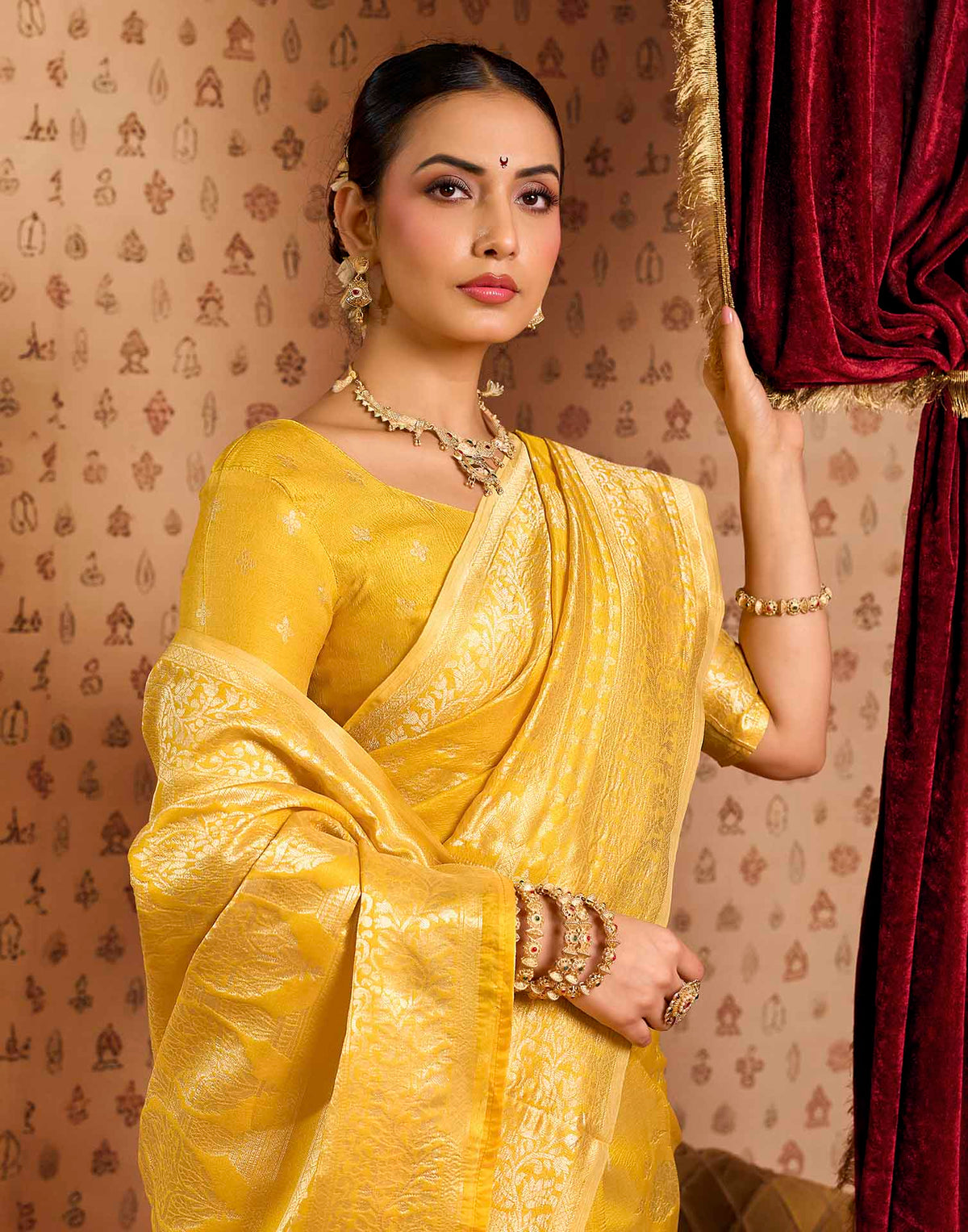 Yellow Woven Banarasi Saree