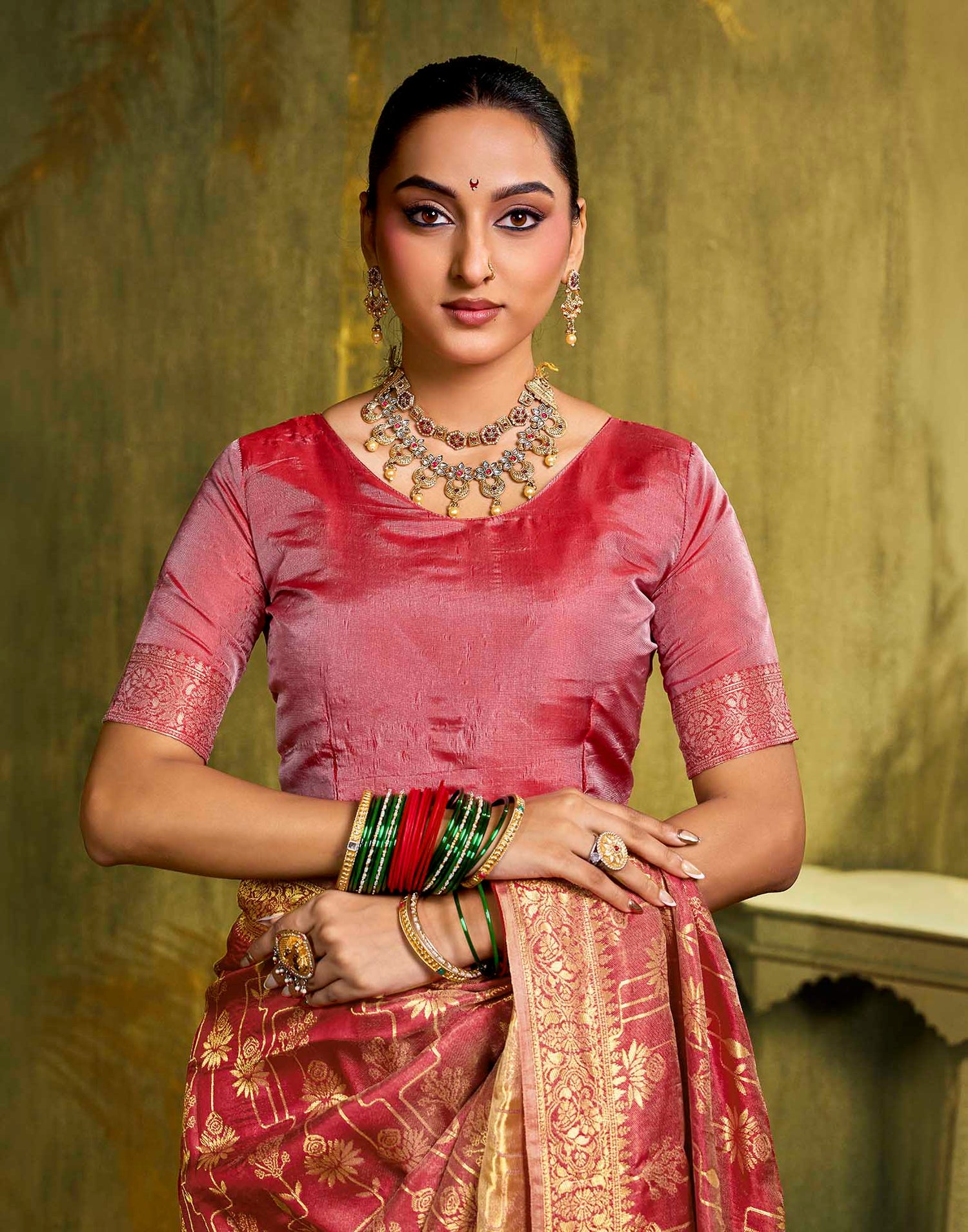 Light Pink Silk Woven Banarasi Saree