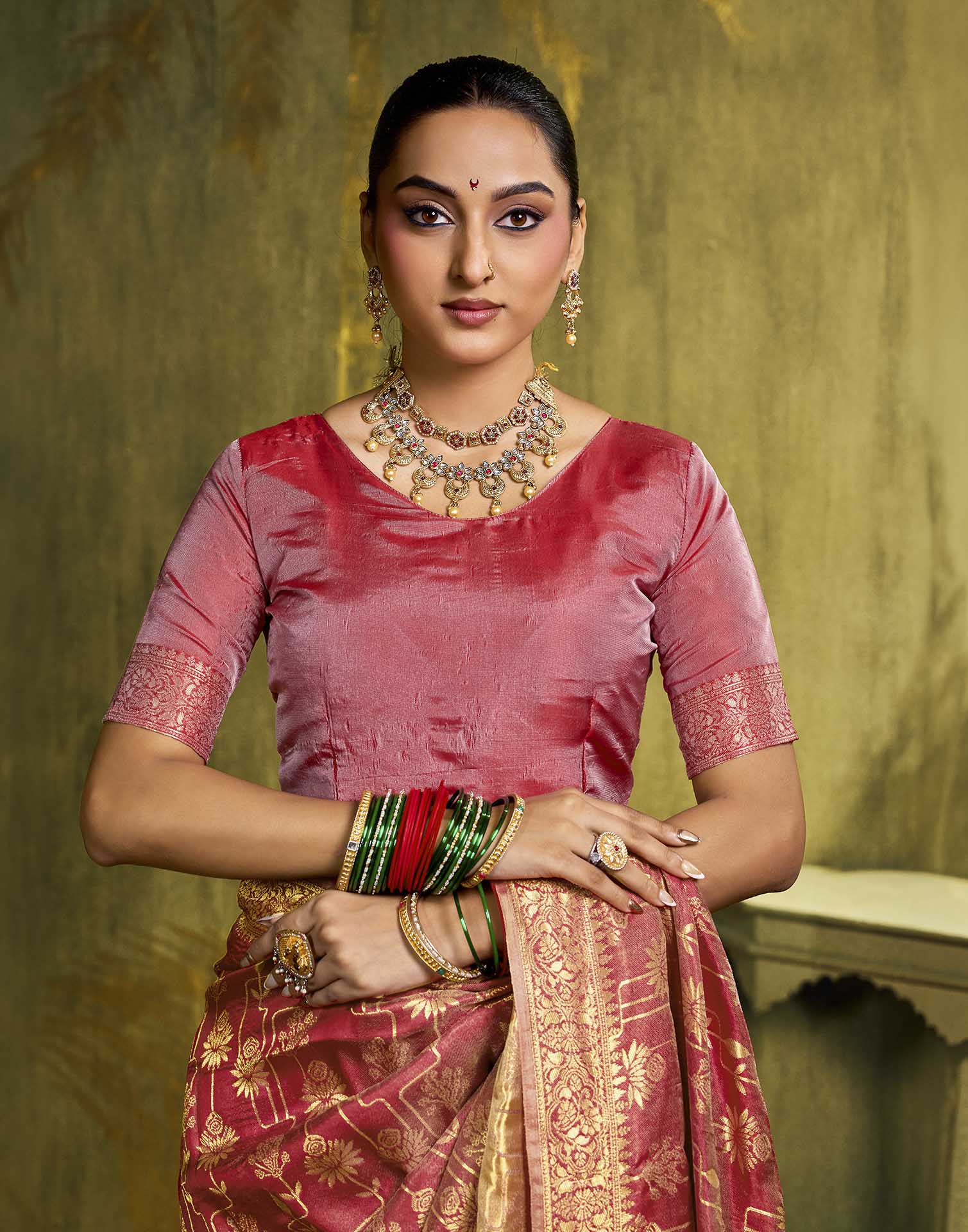 Light Pink Silk Woven Banarasi Saree