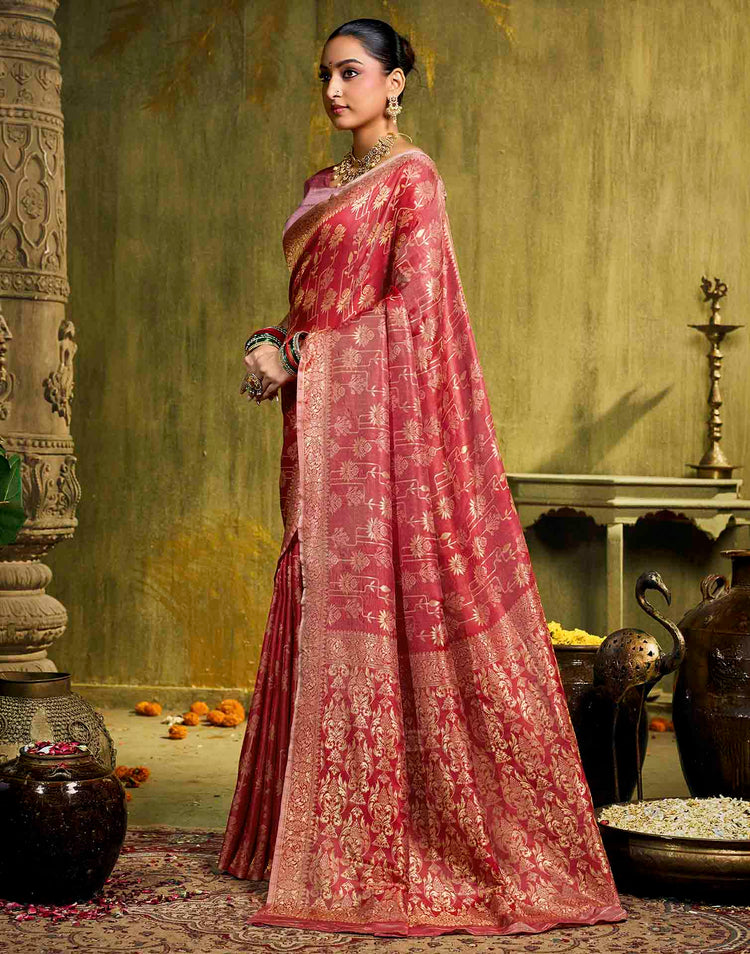 Light Pink Silk Woven Banarasi Saree