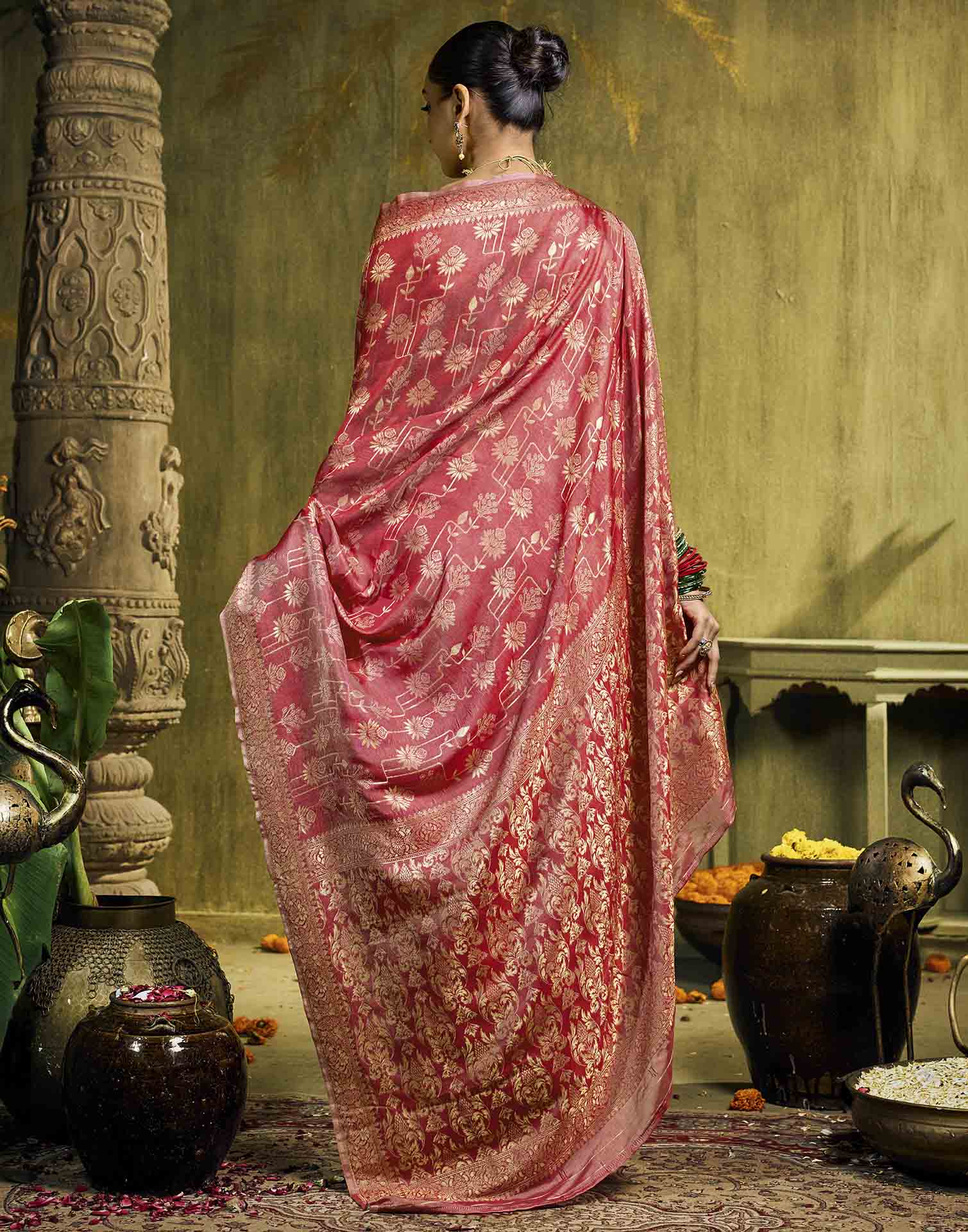 Light Pink Silk Woven Banarasi Saree