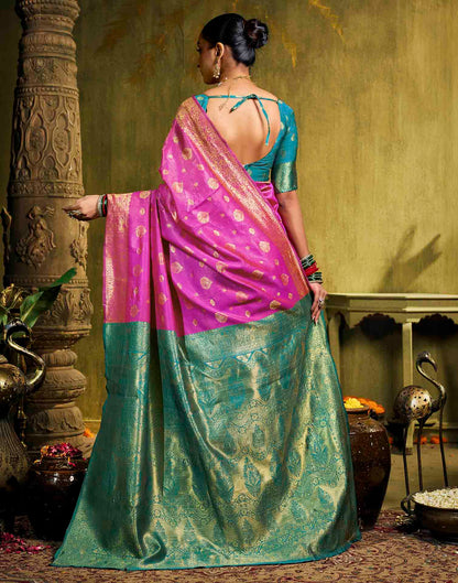 Pink Silk Woven Banarasi Saree