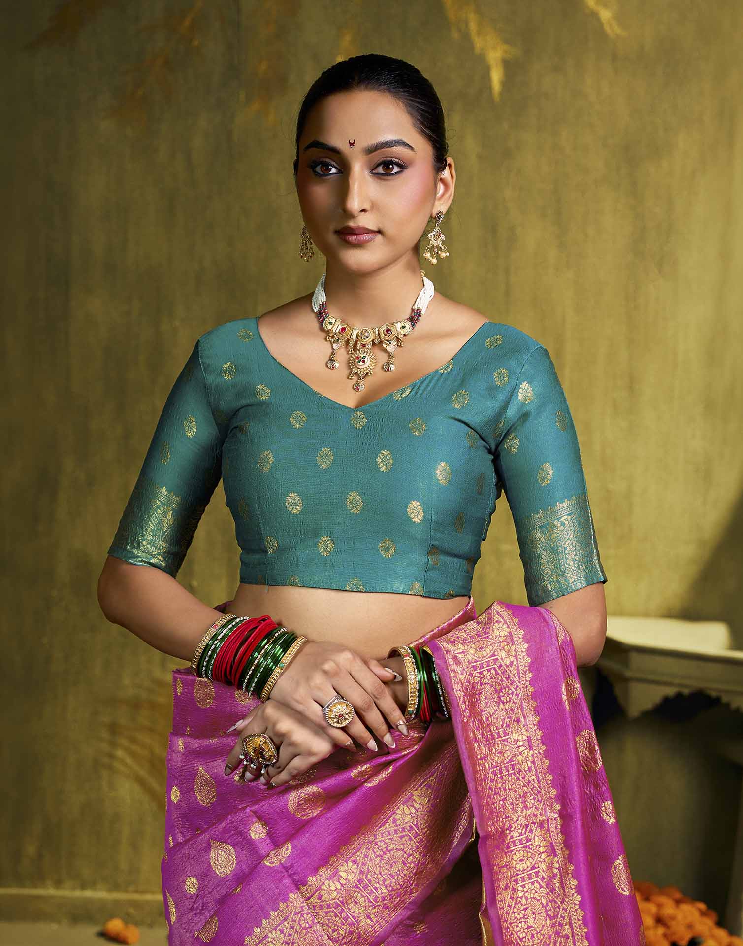 Pink Silk Woven Banarasi Saree