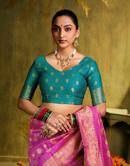 Pink Silk Woven Banarasi Saree