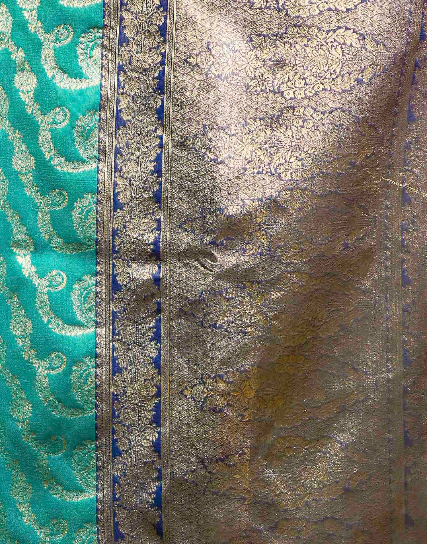 Sku Blue Silk Woven Banarasi Saree