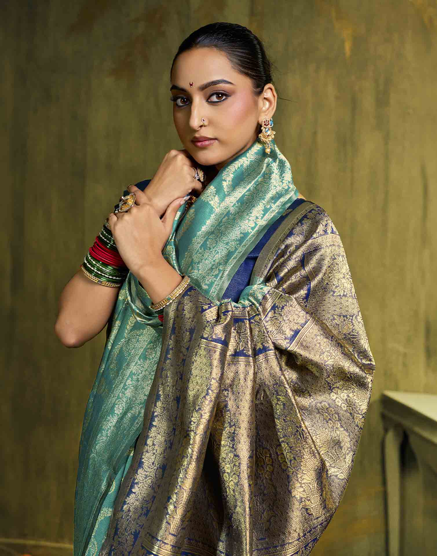 Sku Blue Silk Woven Banarasi Saree