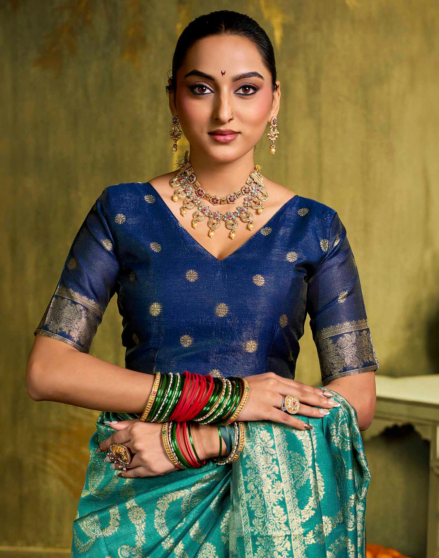 Sku Blue Silk Woven Banarasi Saree