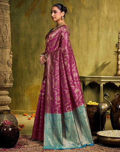 Pink Silk Woven Banarasi Saree
