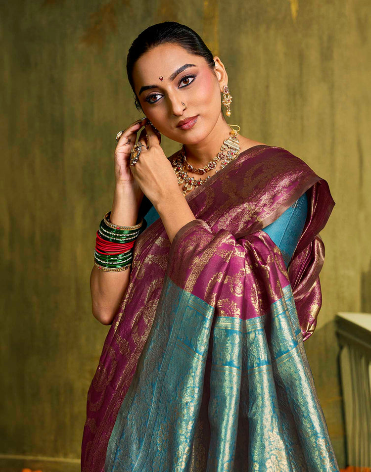 Pink Silk Woven Banarasi Saree