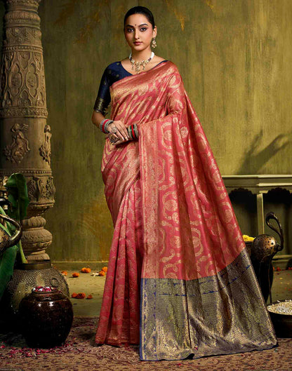 Orange Silk Woven Banarasi Saree