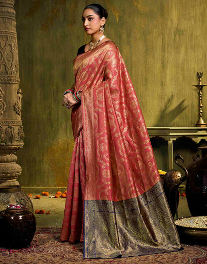 Orange Silk Woven Banarasi Saree