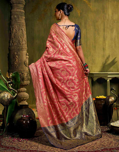 Orange Silk Woven Banarasi Saree