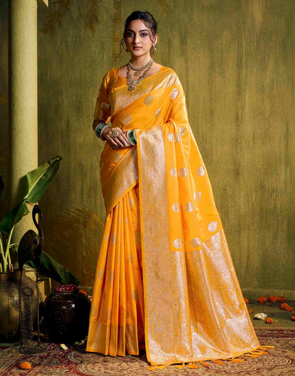 Yellow Silk Woven Banarasi Saree