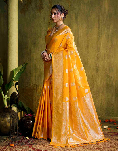 Yellow Silk Woven Banarasi Saree