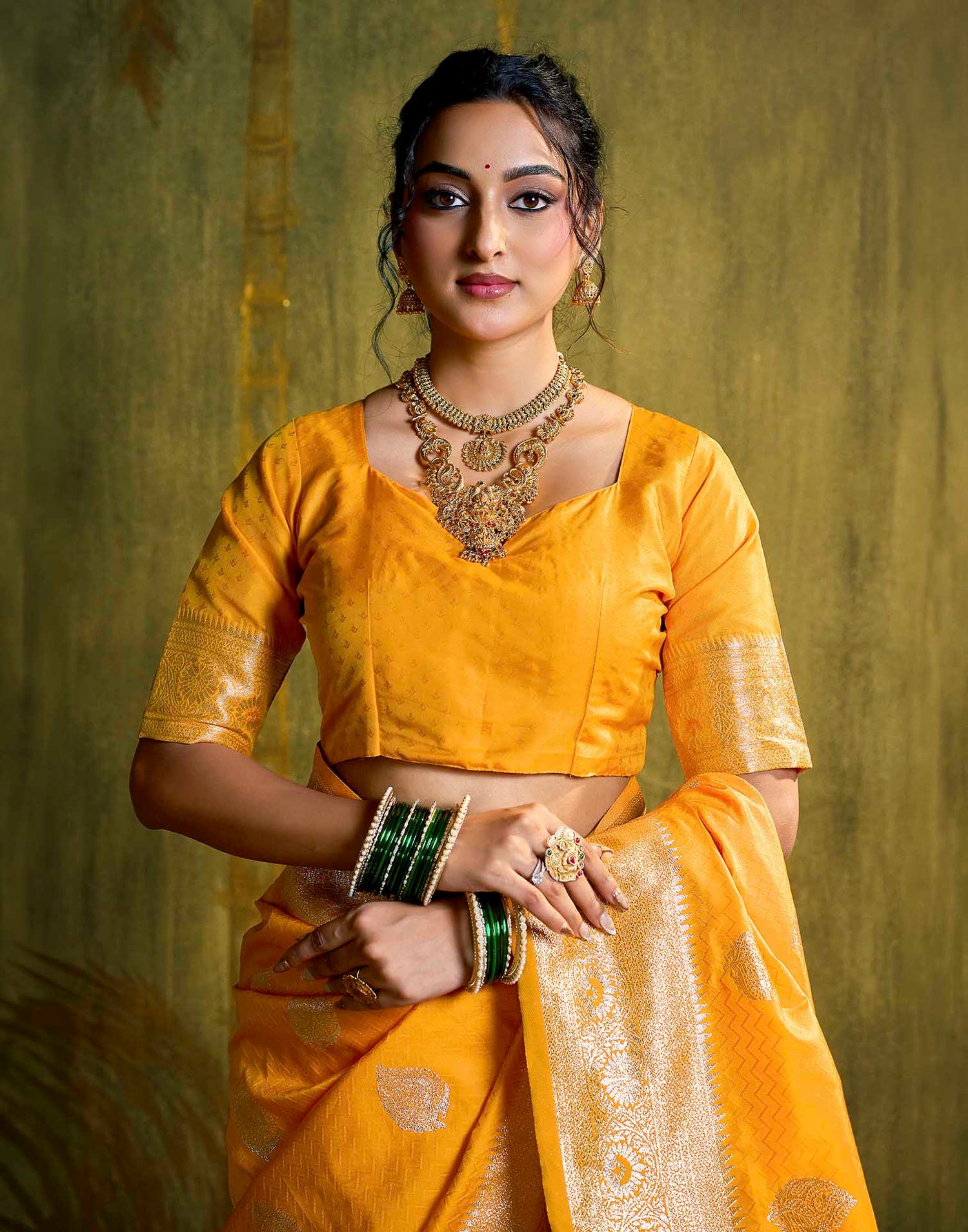 Yellow Silk Woven Banarasi Saree