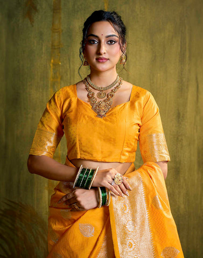 Yellow Silk Woven Banarasi Saree