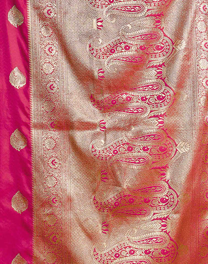 Pink Silk Woven Banarasi Saree