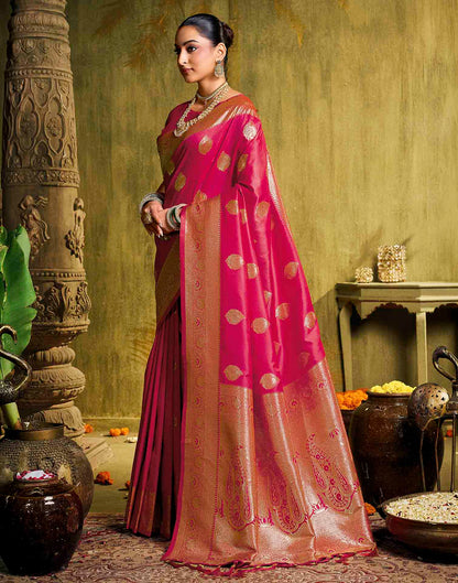 Pink Silk Woven Banarasi Saree