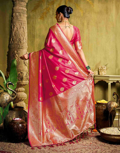 Pink Silk Woven Banarasi Saree