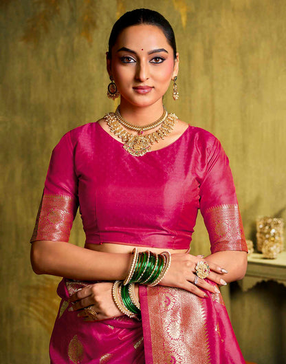 Pink Silk Woven Banarasi Saree