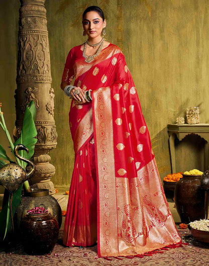 Red Silk Woven Banarasi Saree