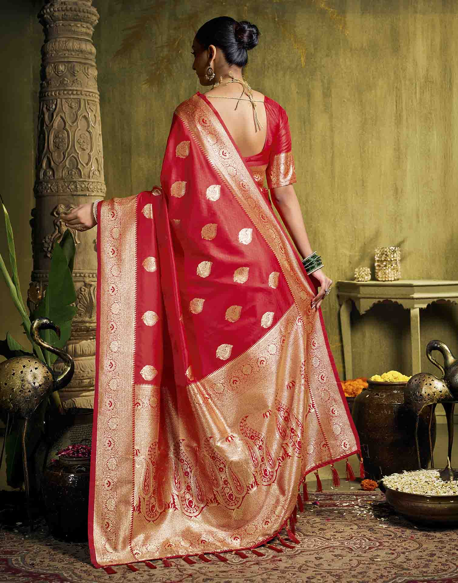 Red Silk Woven Banarasi Saree