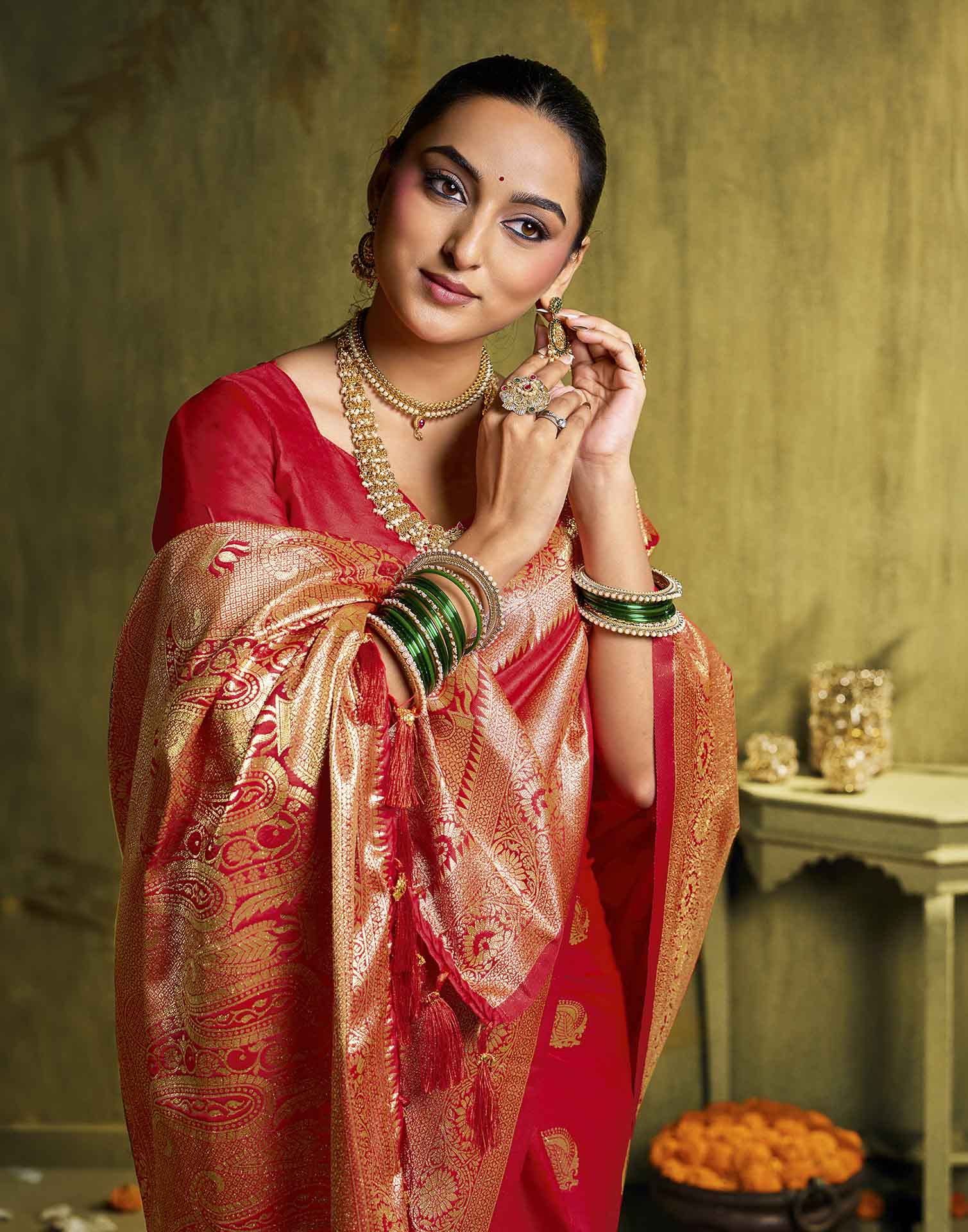 Red Silk Woven Banarasi Saree