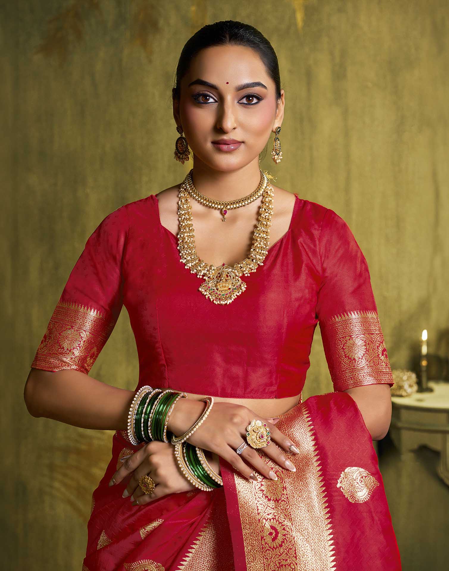 Red Silk Woven Banarasi Saree