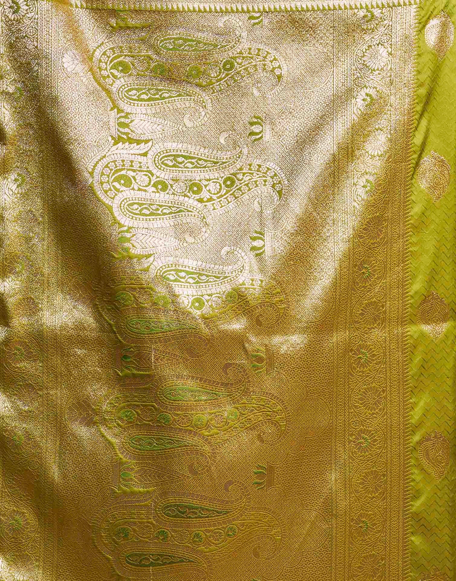 Parrot Green Silk Woven Banarasi Saree