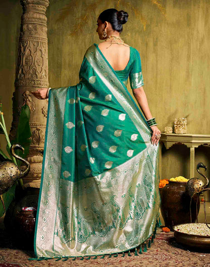 Turqouise Silk Woven Banarasi Saree
