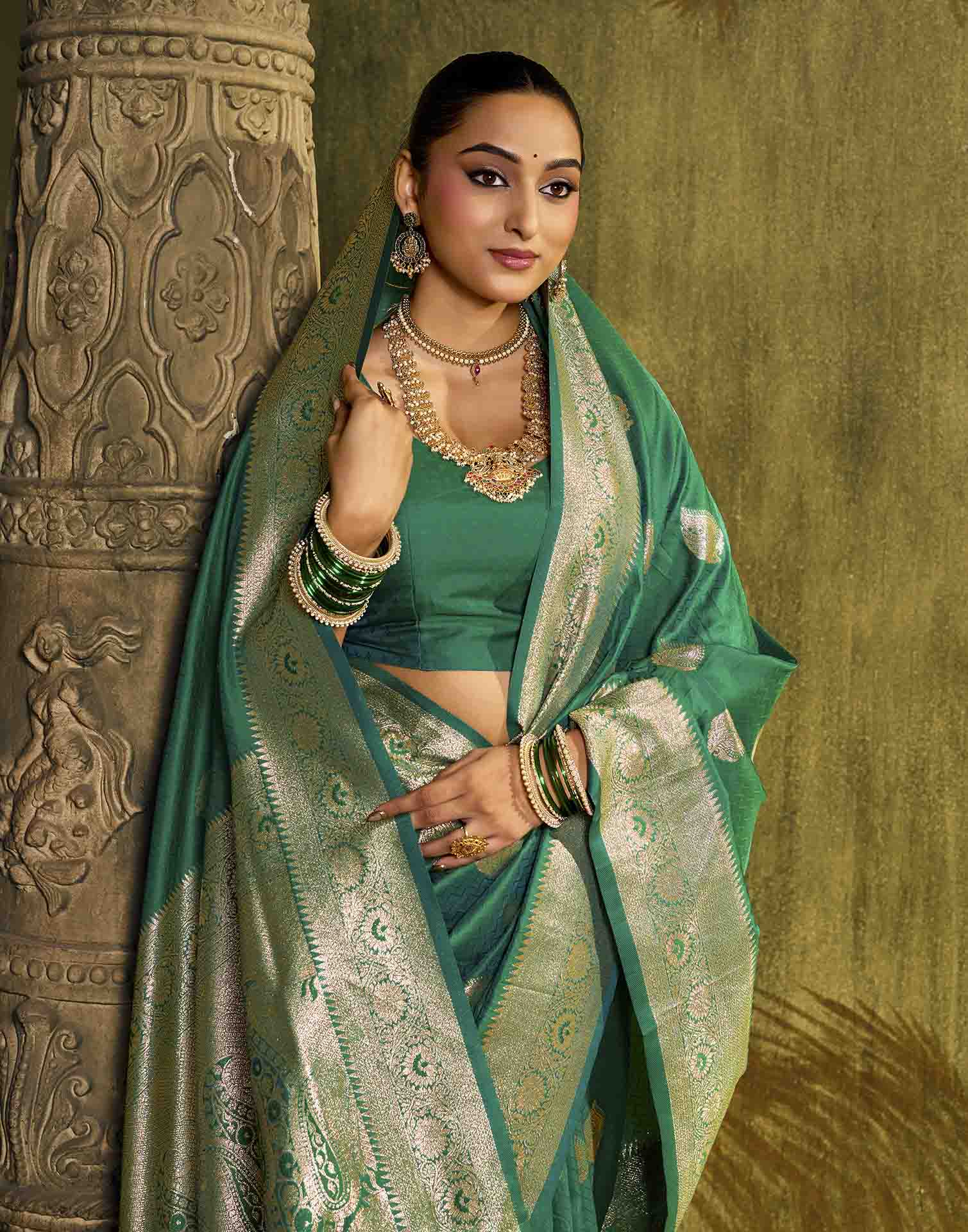 Turqouise Silk Woven Banarasi Saree
