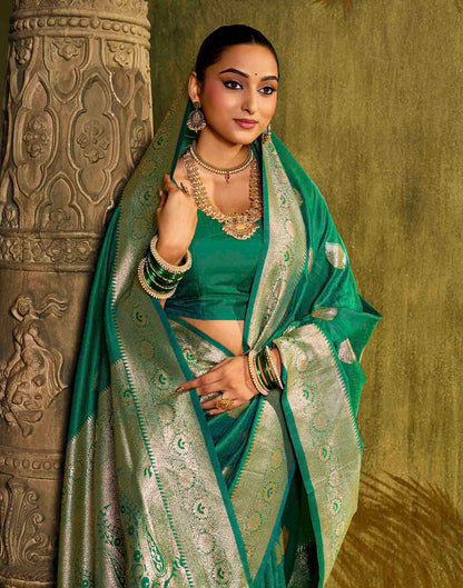 Turqouise Silk Woven Banarasi Saree
