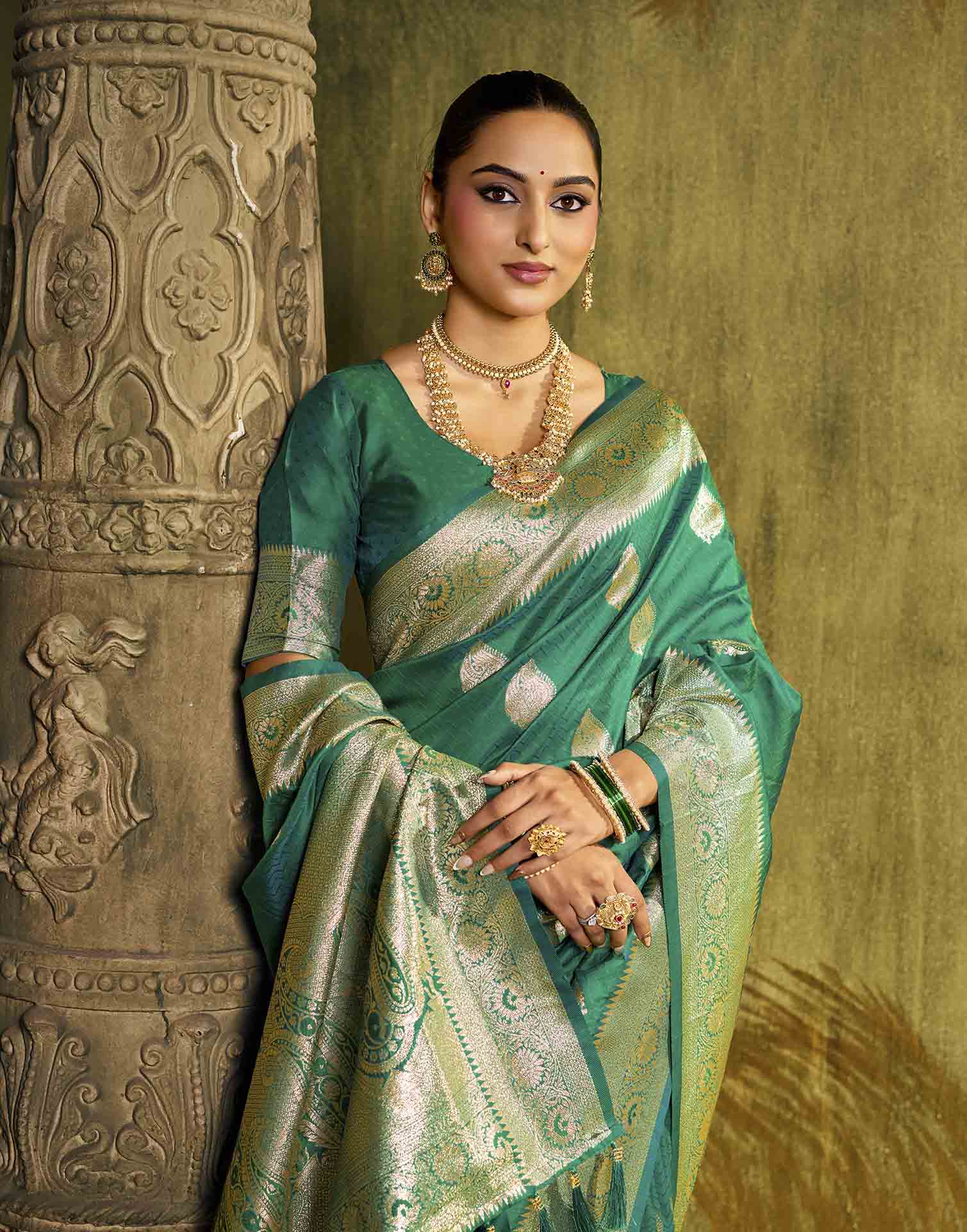 Turqouise Silk Woven Banarasi Saree
