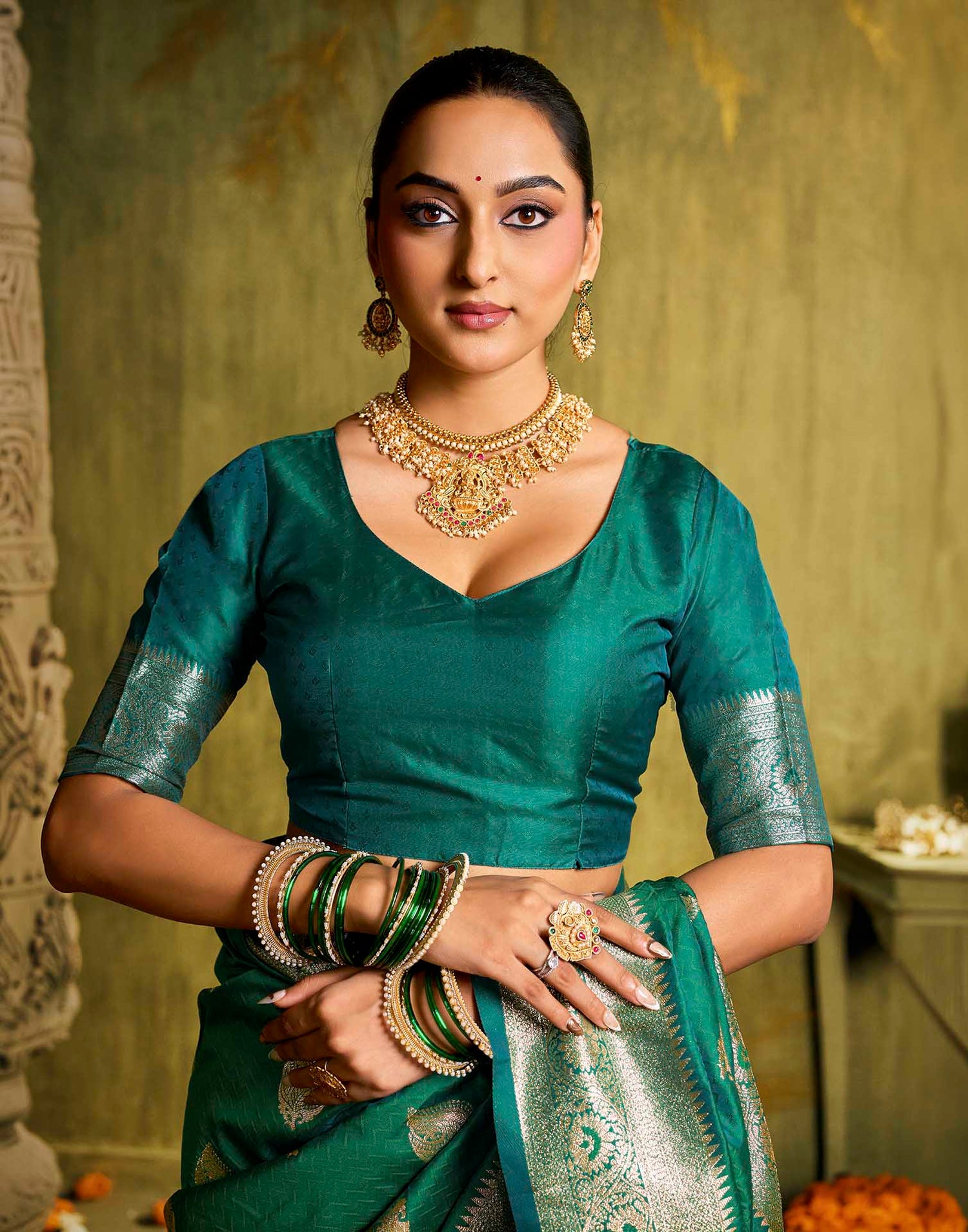Turqouise Silk Woven Banarasi Saree
