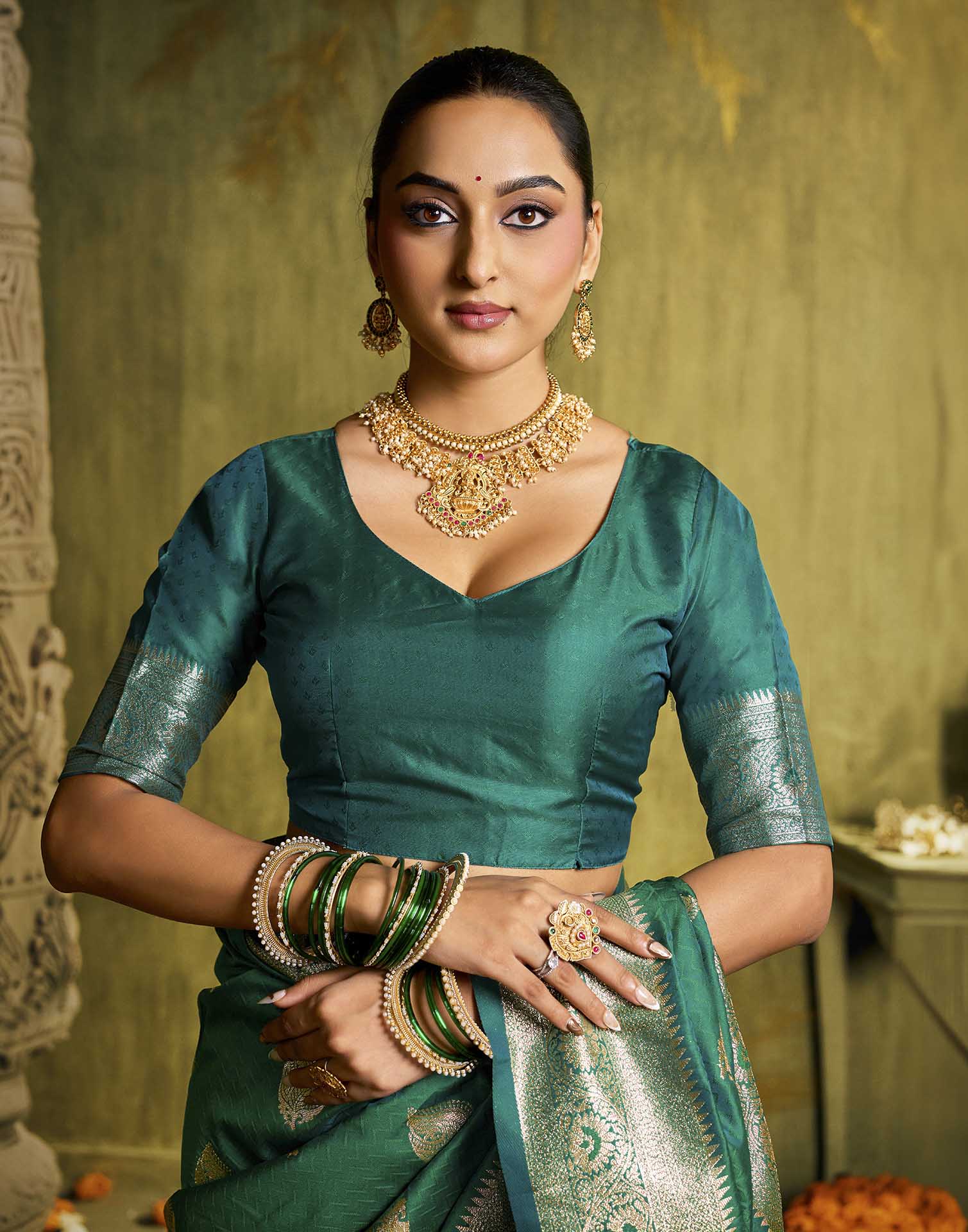 Turqouise Silk Woven Banarasi Saree