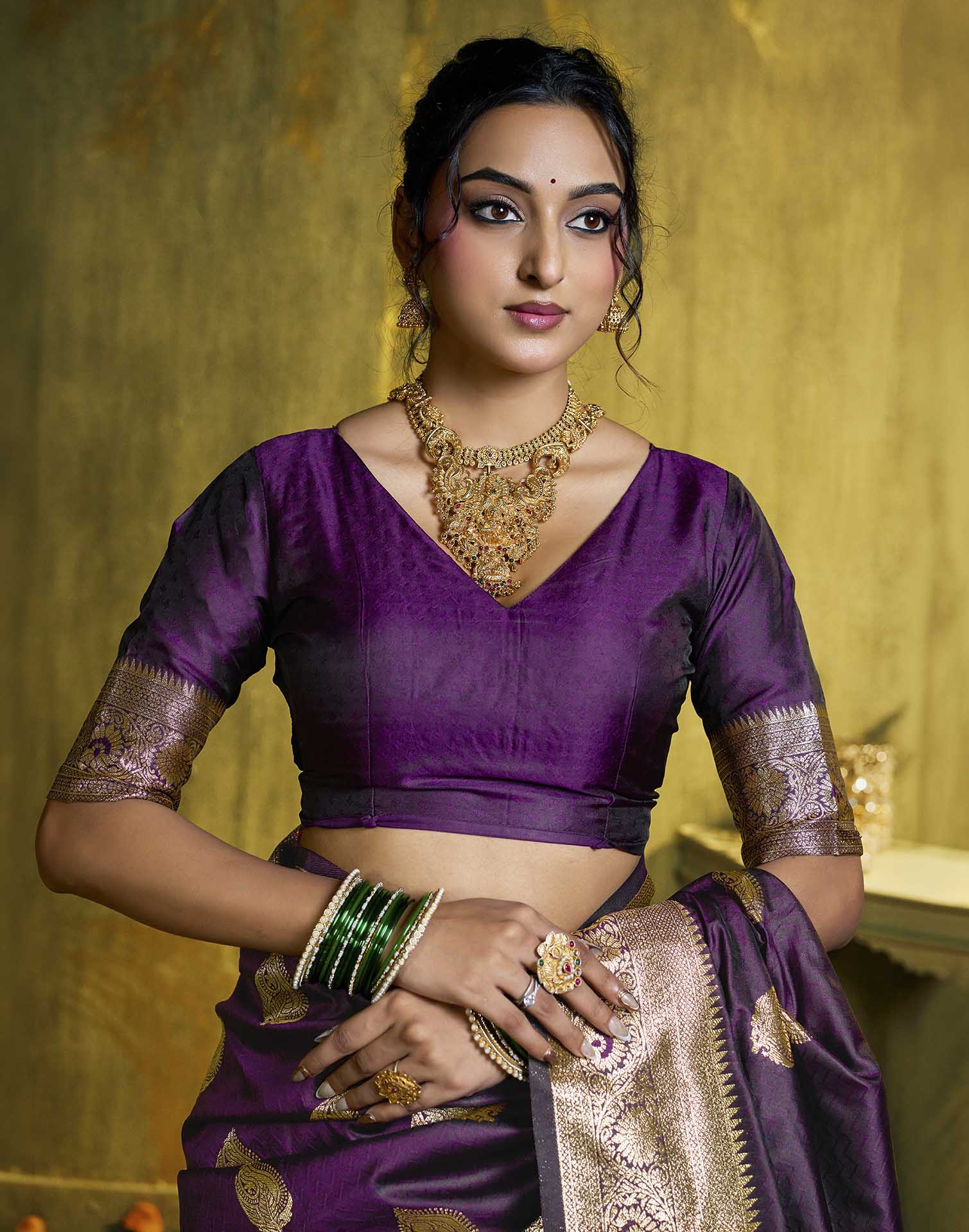 Purple Silk Woven Banarasi Saree