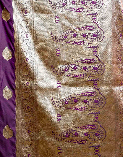 Purple Silk Woven Banarasi Saree