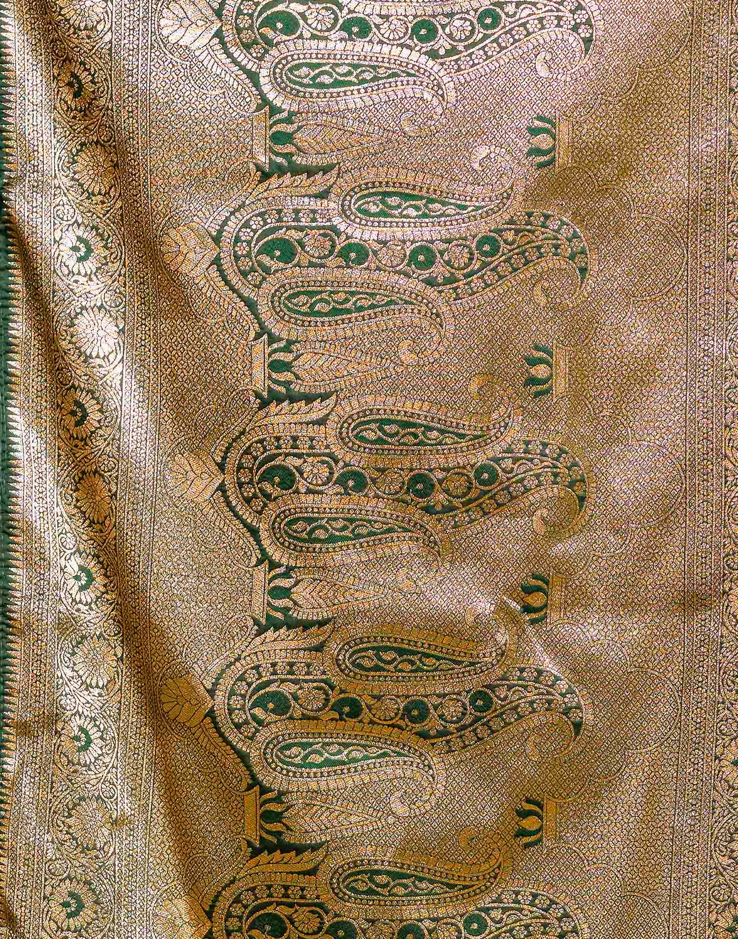 Dark Green Silk Woven Banarasi Saree